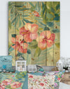 Hibiscus Garden III - Traditional Print on Natural Pine Wood