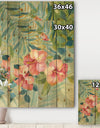 Hibiscus Garden III - Traditional Print on Natural Pine Wood