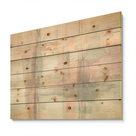 Intersect II Grey - Pink Modern Print on Natural Pine Wood