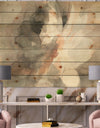 Abstract Peony Grey - Pink Modern Print on Natural Pine Wood