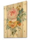 Multicolor French Bouquet I - Farmhouse Print on Natural Pine Wood