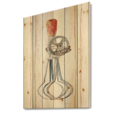 Farm Kitchen II - Kitchen Print on Natural Pine Wood