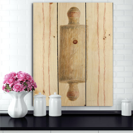 Farm Kitchen III - Kitchen Print on Natural Pine Wood