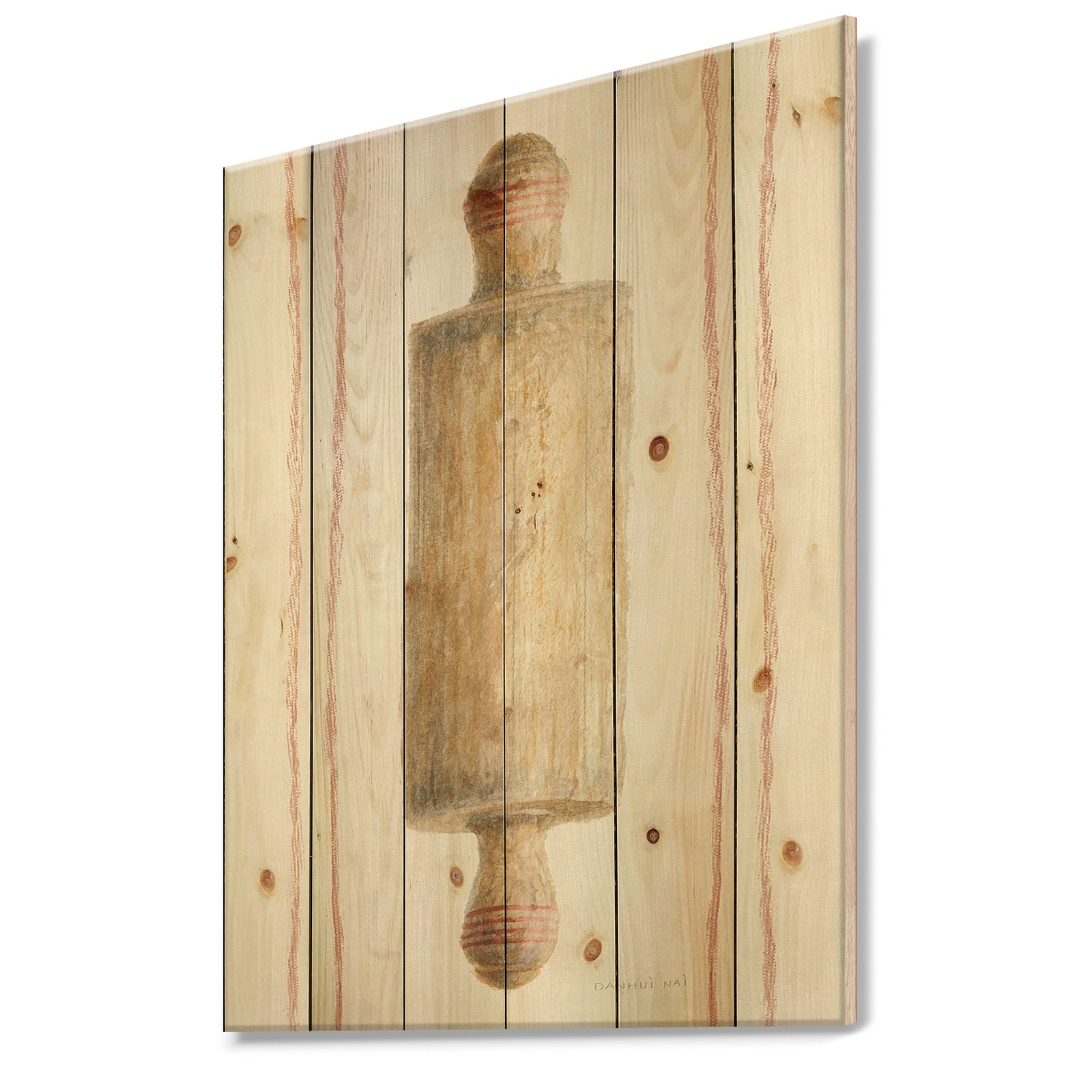 Farm Kitchen III - Kitchen Print on Natural Pine Wood