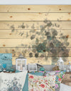 Grey Watercolor Flower II - Traditional Print on Natural Pine Wood