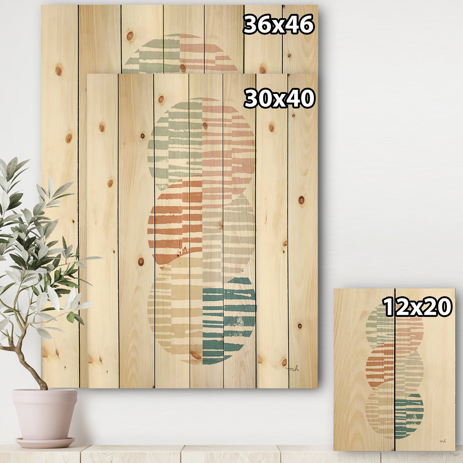 Watercolor Geometric Triangle I - Transitional Print on Natural Pine Wood