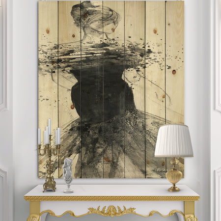 Glam Dancing I - Fashion Figures Print on Natural Pine Wood