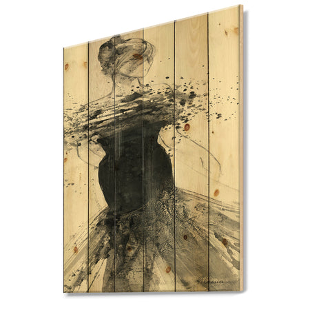 Glam Dancing I - Fashion Figures Print on Natural Pine Wood
