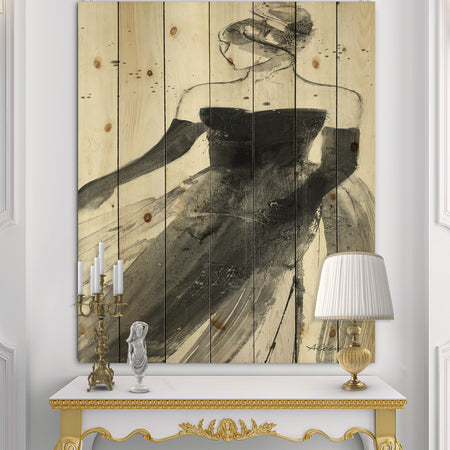 Glam Dancing II - Fashion Figures Print on Natural Pine Wood