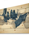 Gouache Sapphire on Gray - Modern & Contemporary Print on Natural Pine Wood