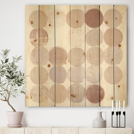 Shade of Pink Geometric Dots I - Abstract Print on Natural Pine Wood