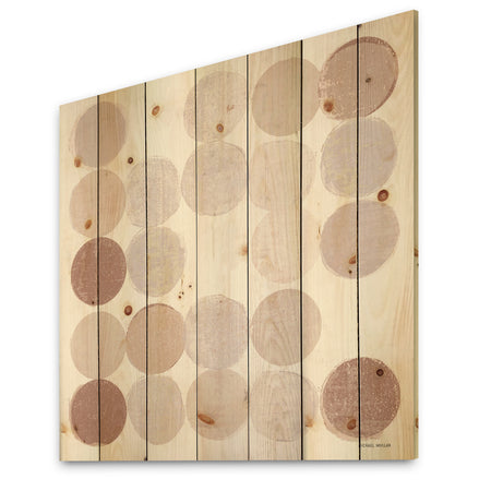 Shade of Pink Geometric Dots II - Abstract Print on Natural Pine Wood