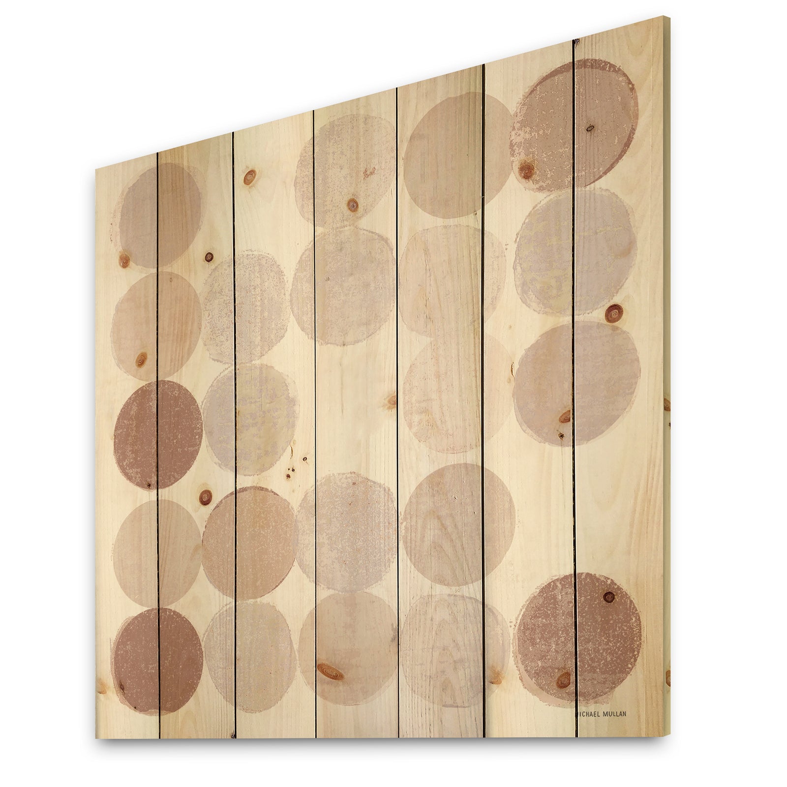 Shade of Pink Geometric Dots II - Abstract Print on Natural Pine Wood