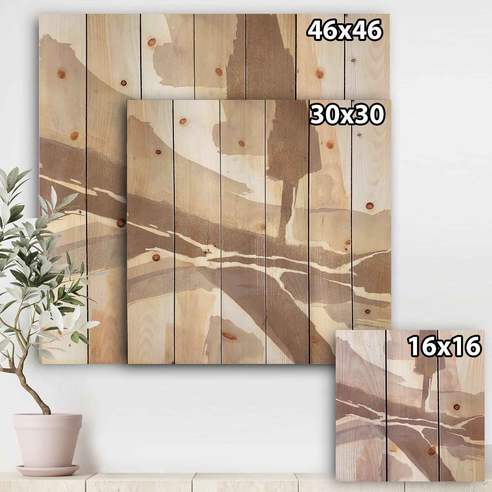 White and Placid I Blush - Modern Farmhouse Print on Natural Pine Wood