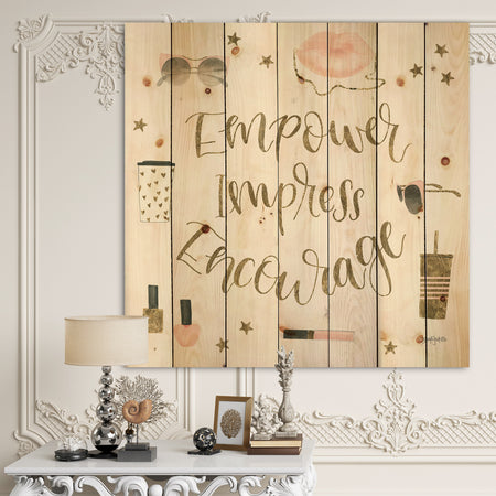 Glam Pink Ladies V - Fashion Print on Natural Pine Wood