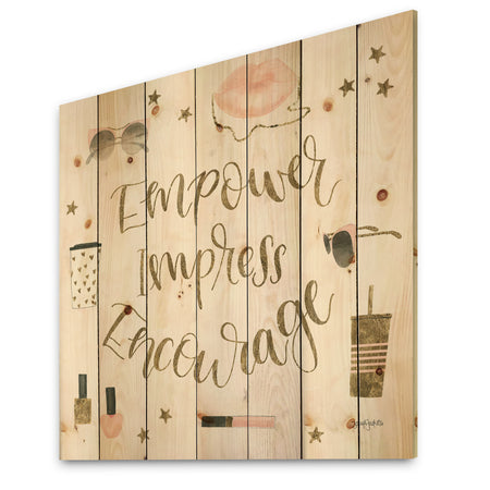Glam Pink Ladies V - Fashion Print on Natural Pine Wood