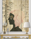 Glam Pink Ladies IV - Fashion Print on Natural Pine Wood