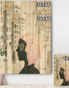 Glam Pink Ladies IV - Fashion Print on Natural Pine Wood