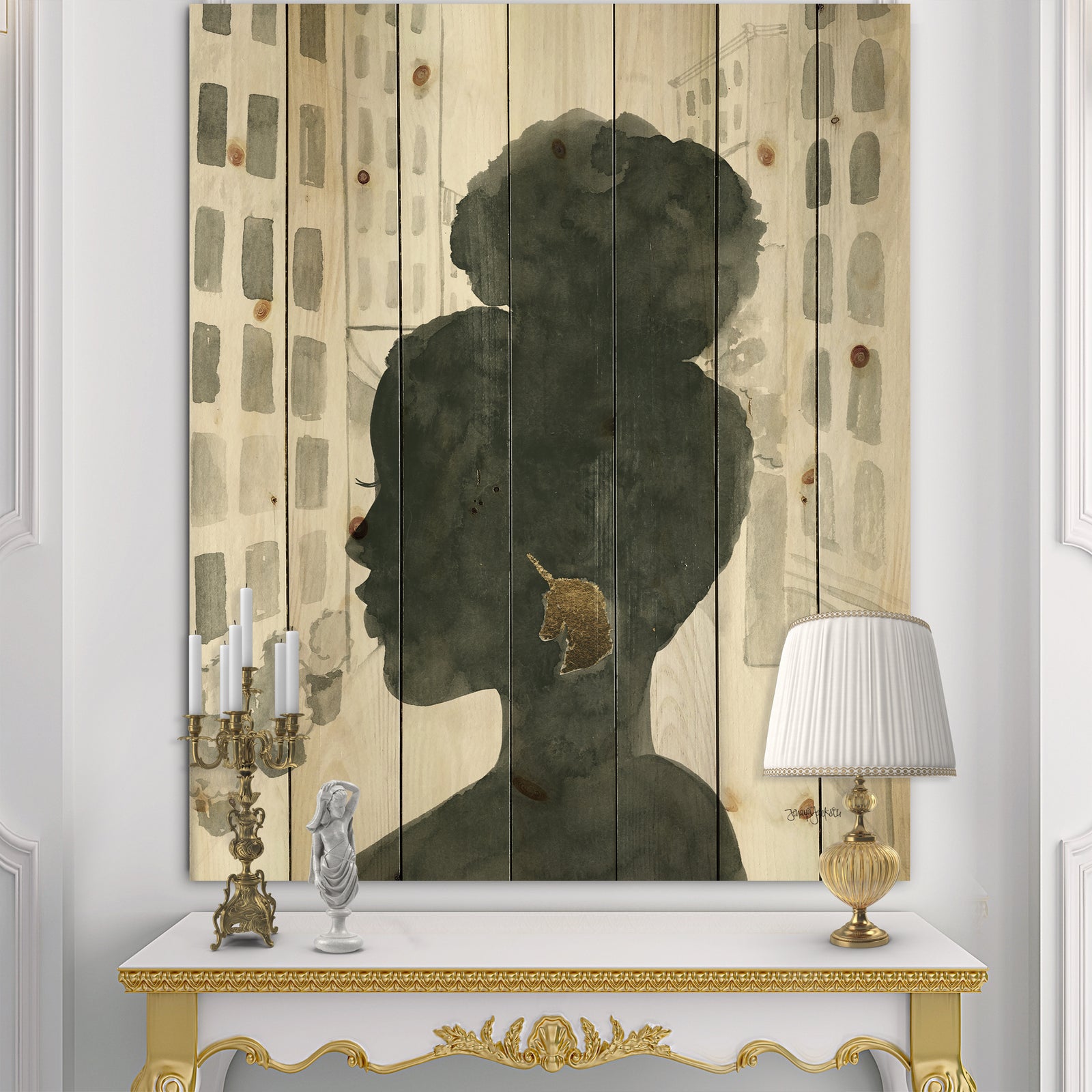 Glam Pink Ladies II - Fashion Print on Natural Pine Wood