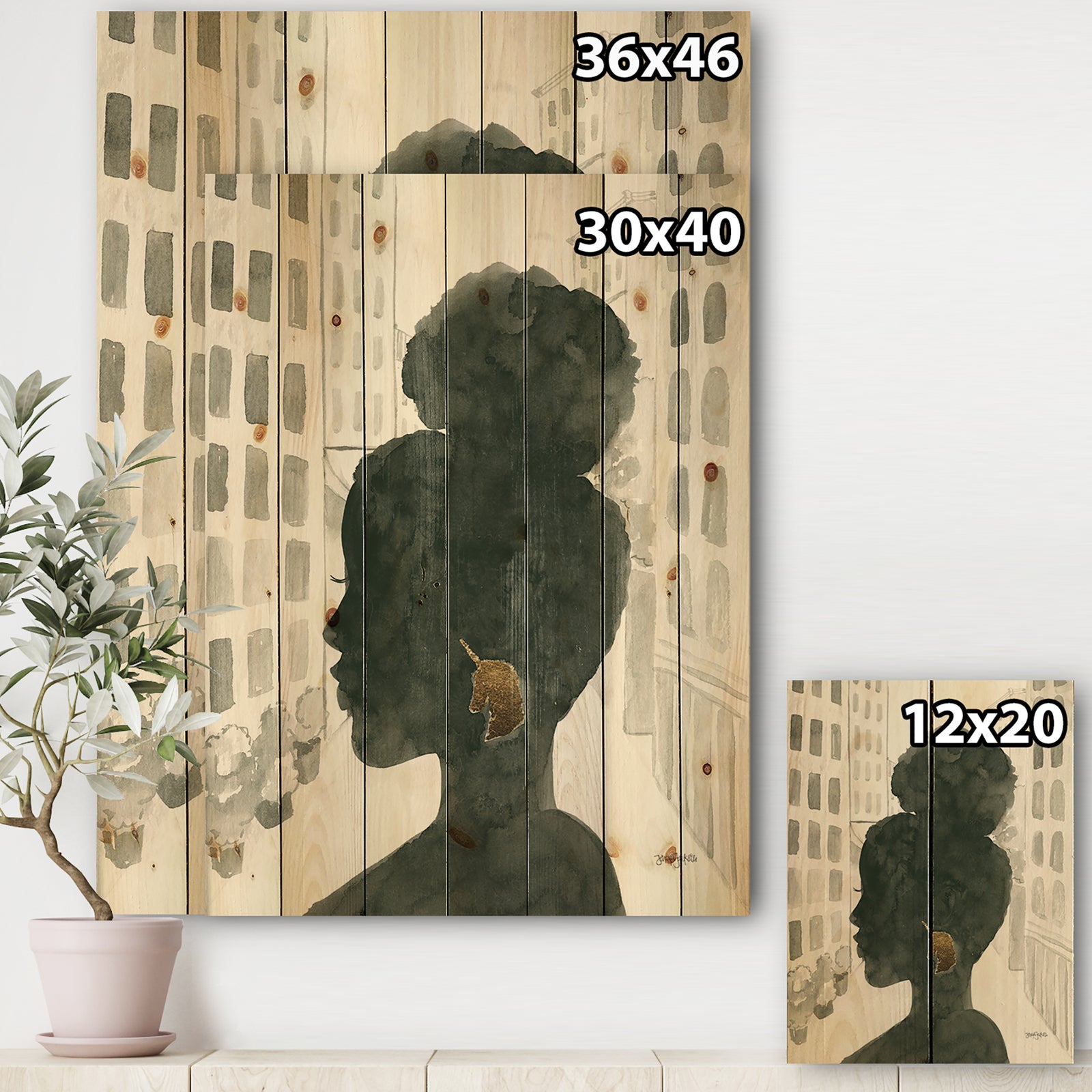 Glam Pink Ladies II - Fashion Print on Natural Pine Wood