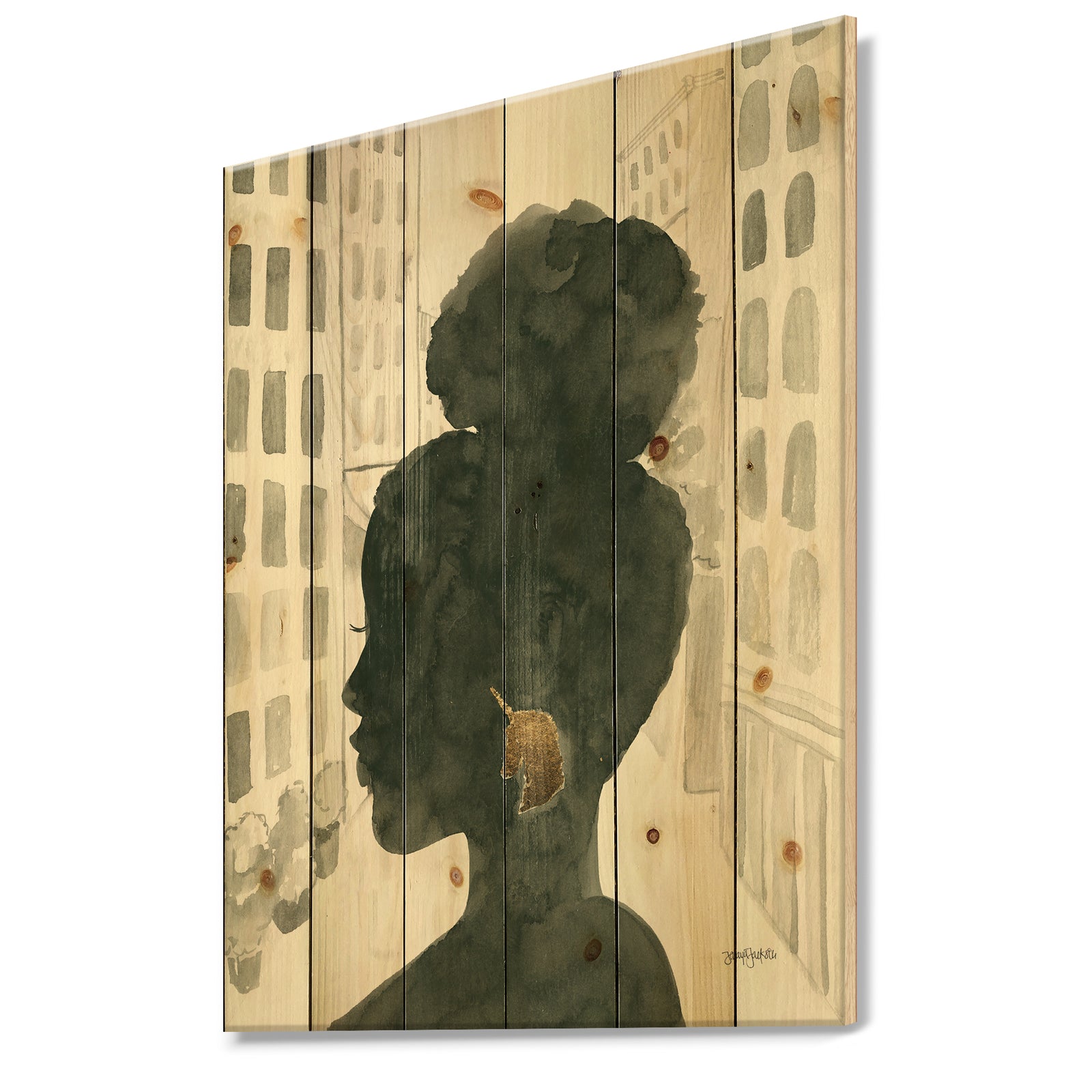 Glam Pink Ladies II - Fashion Print on Natural Pine Wood