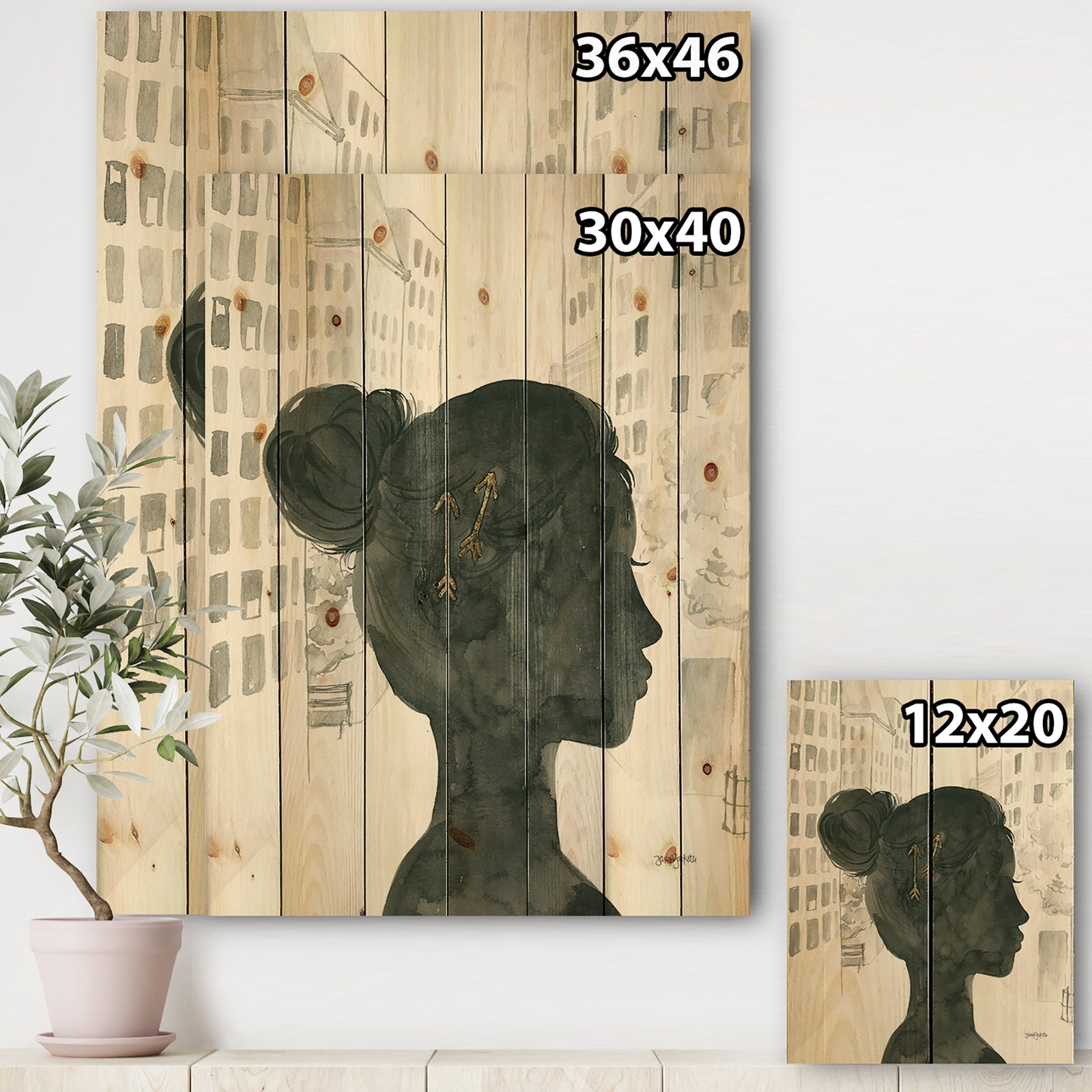 Glam Pink Ladies I - Fashion Print on Natural Pine Wood