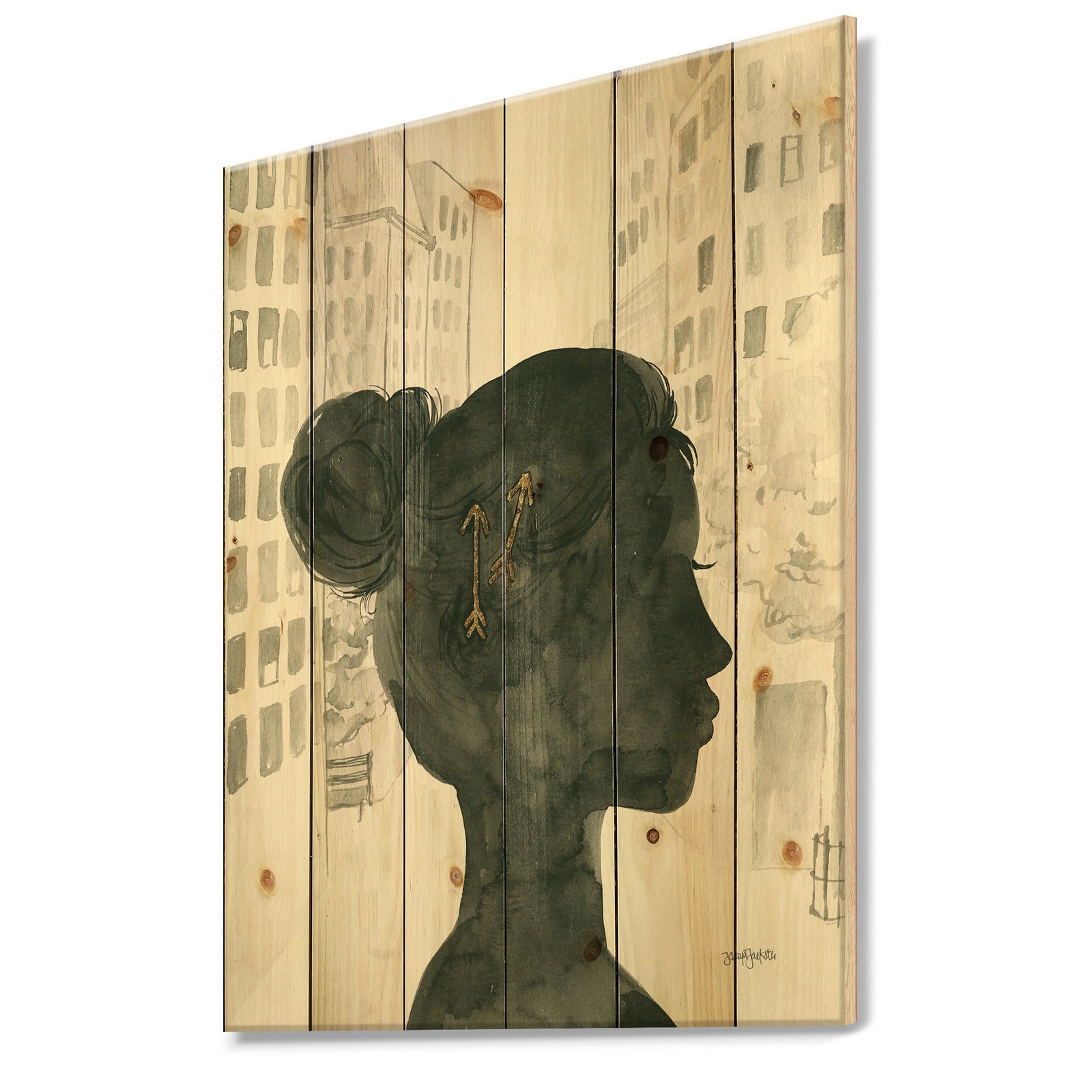 Glam Pink Ladies I - Fashion Print on Natural Pine Wood