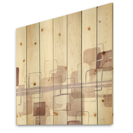 Watercolor Minimal Boxes II - Modern Print on Natural Pine Wood