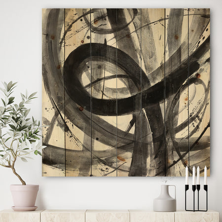 Minimalistic Roller III - Mid-Century Modern Print on Natural Pine Wood