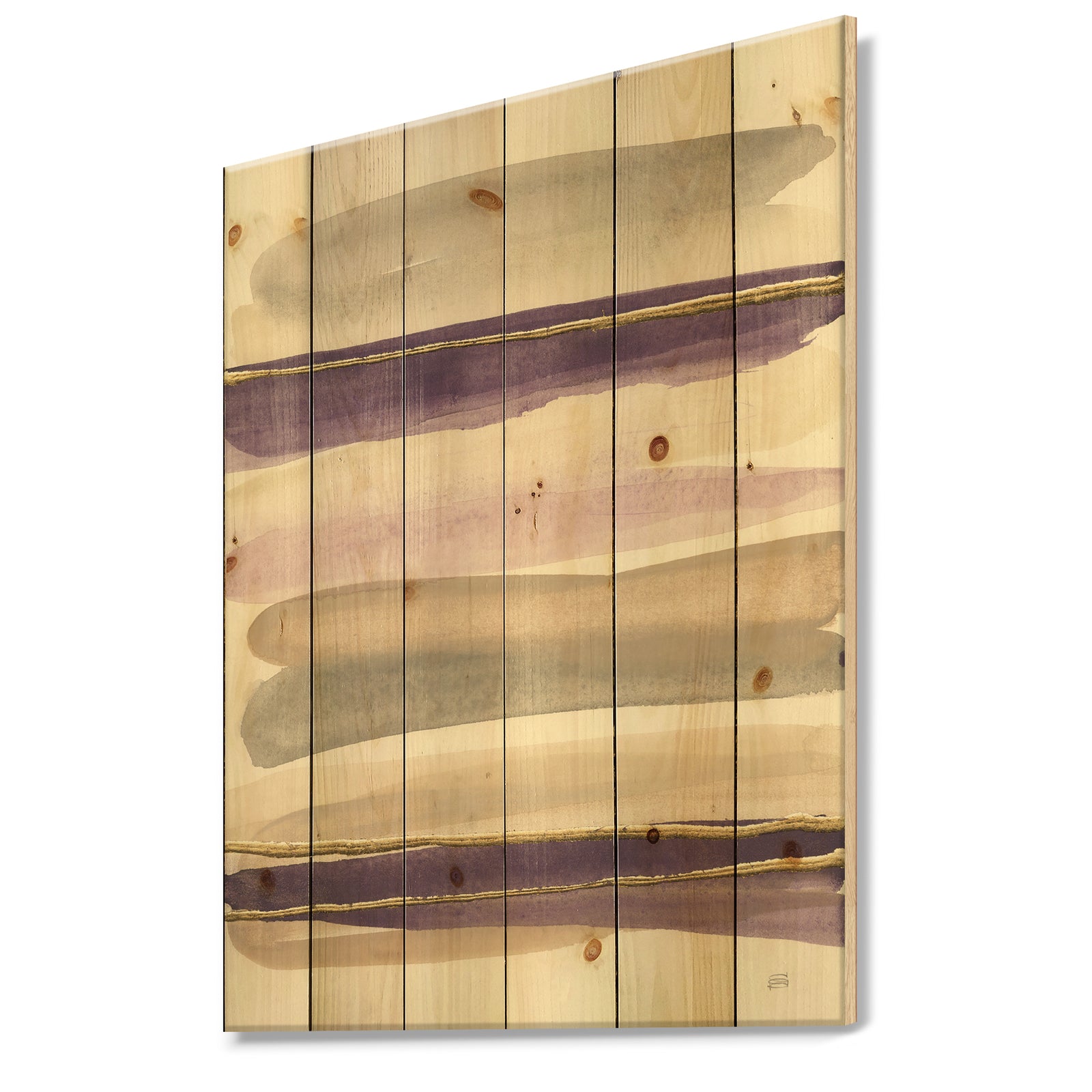 Shape of Glam Purple - Shabby Chic Print on Natural Pine Wood