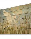 Snowy Egret in Flight vII - Farmhouse Print on Natural Pine Wood