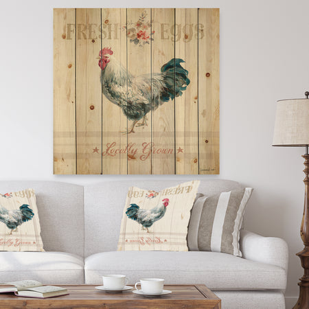 Wood Farm Roaster III - Farmhouse Print on Natural Pine Wood