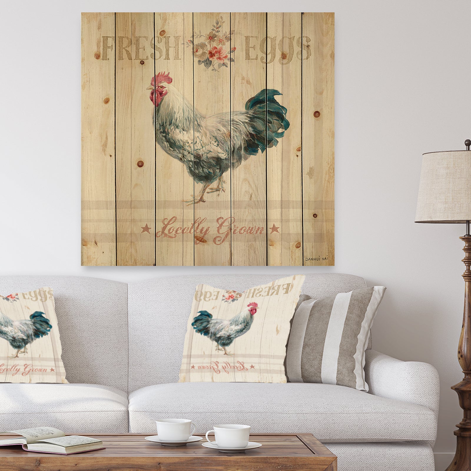 Wood Farm Roaster III - Farmhouse Print on Natural Pine Wood