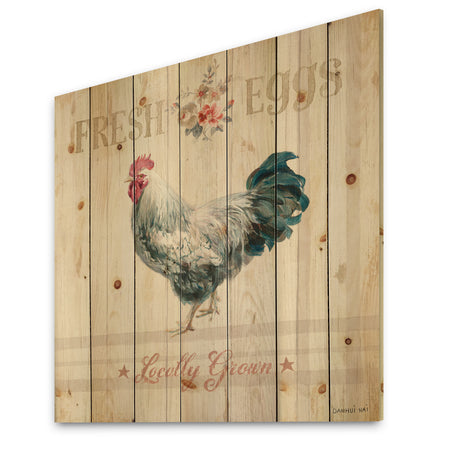 Wood Farm Roaster III - Farmhouse Print on Natural Pine Wood