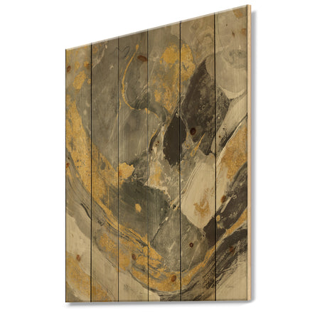 Marble Gold and Black II - Modern & Contemporary Print on Natural Pine Wood