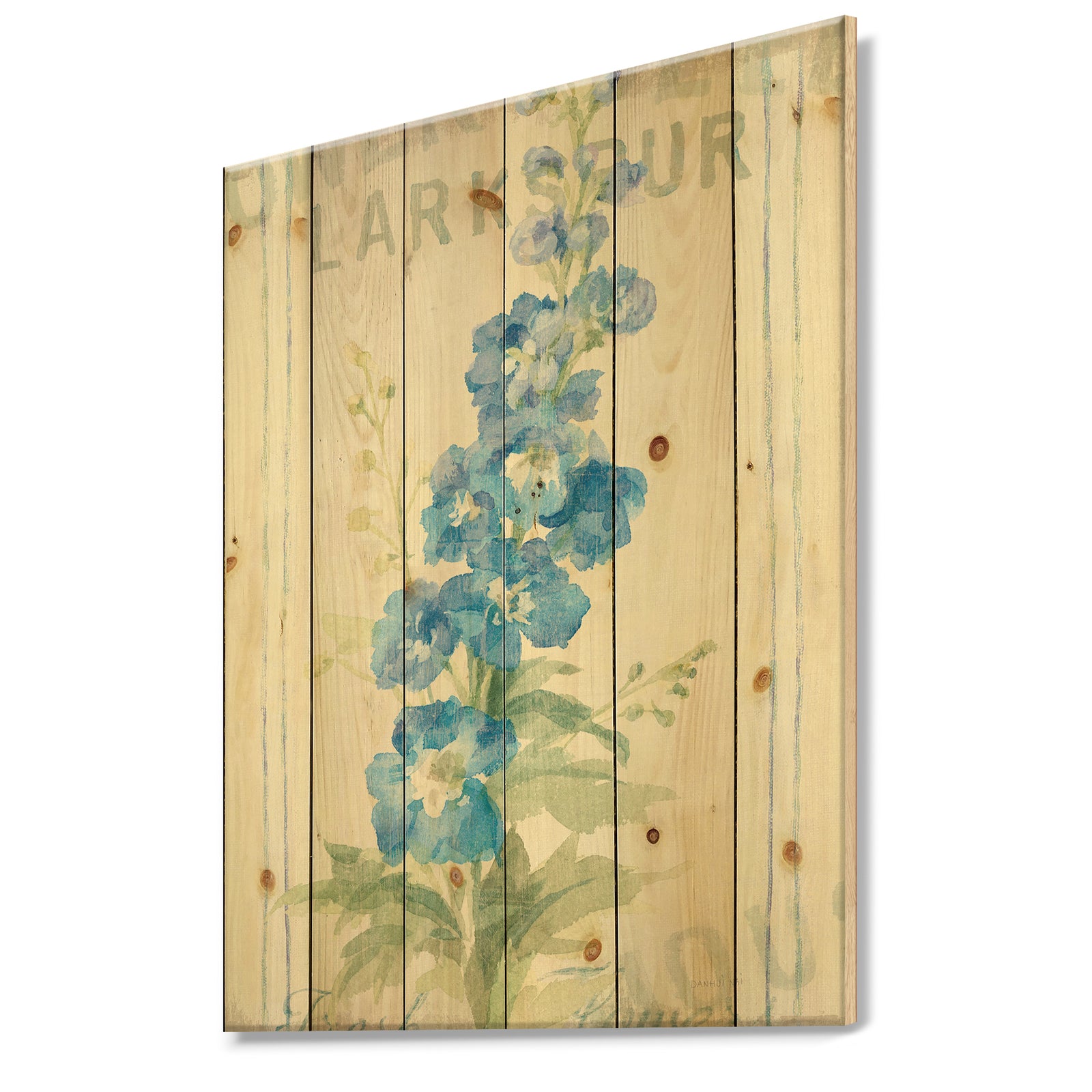 Floursack Florals VII - Cottage Print on Natural Pine Wood