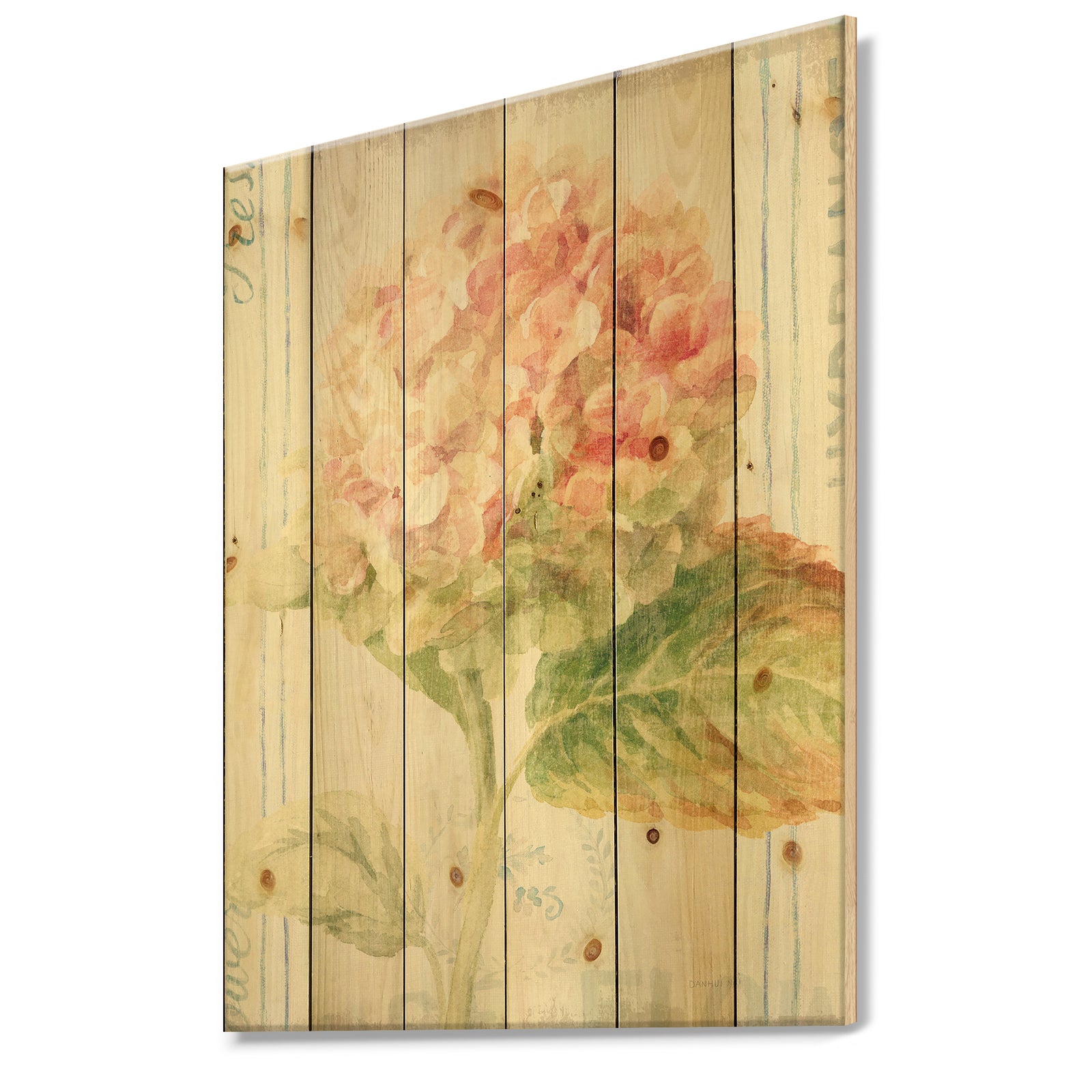 Floursack Florals VIII - Cottage Print on Natural Pine Wood