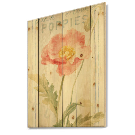 Floursack Florals IV - Cottage Print on Natural Pine Wood