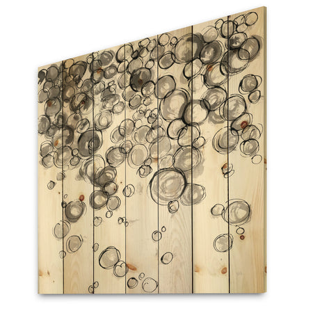 Simple Bubbles IV - Mid-Century Modern Print on Natural Pine Wood