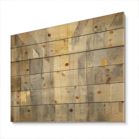 Gold Square Watercolor - Glam Print on Natural Pine Wood