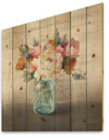 French Cottage Bouquet II Mothers - Cottage Print on Natural Pine Wood