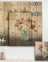 French Cottage Bouquet II Mothers - Cottage Print on Natural Pine Wood