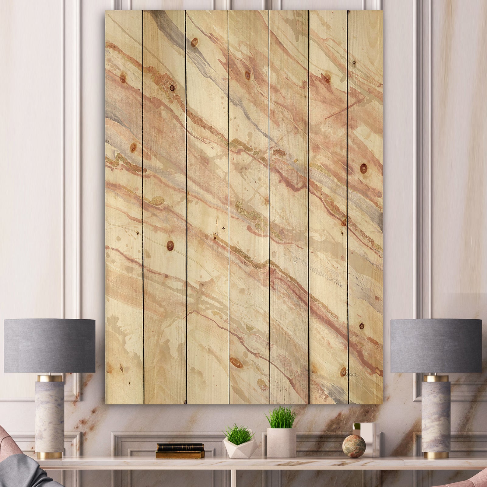 Copper Dreams watercolor - Sleek & Chic Modern Print on Natural Pine Wood