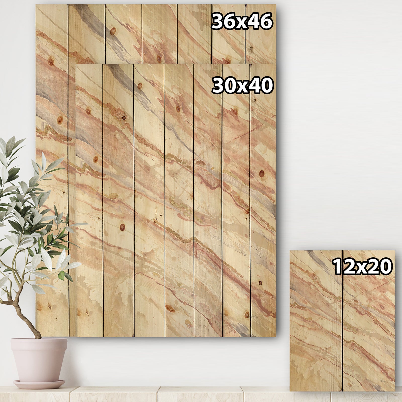 Copper Dreams watercolor - Sleek & Chic Modern Print on Natural Pine Wood