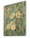 Pastel Magnolia II - Floral & Botanical Print on Natural Pine Wood