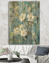 Pastel Magnolia II - Floral & Botanical Print on Natural Pine Wood