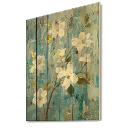 Pastel Magnolia I - Floral & Botanical Print on Natural Pine Wood