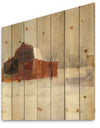 Winter in the Barns - Farmhouse Print on Natural Pine Wood