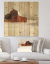 Winter in the Barns - Farmhouse Print on Natural Pine Wood