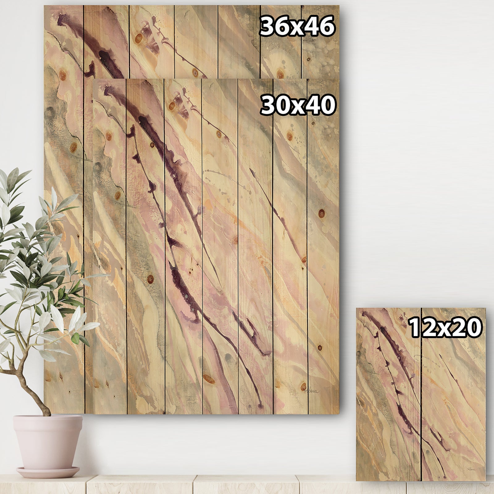 Shaby Pink Marble - Sleek & Chic Modern Print on Natural Pine Wood